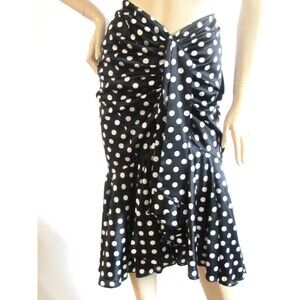 Women's Skirts Designer Caroline Constas Polka Dot Rushed Fluted Hem Silk Skirt
